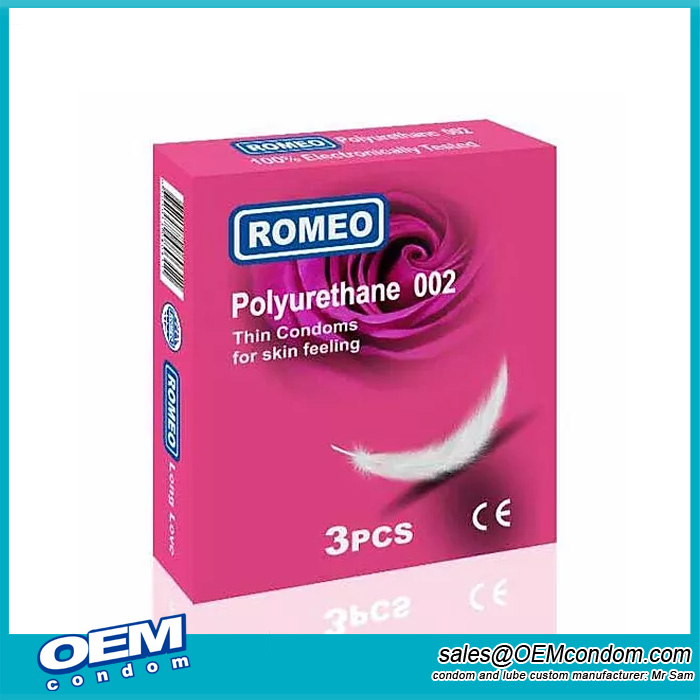 Romeo brand polyurethane 002 so thin condom for skin feeling